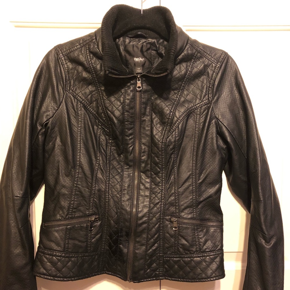 Mossimo Black Faux Leather Lightweight Moto Jacket